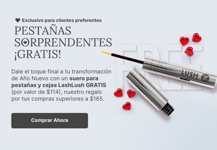 Preferred Customer Exclusive: Get a FREE LashLush 3-in-1- Lash & Brow Serum with a purchase of $165 or more. Featured is a LashLush tube on top of the word “FREE” surrounded by little red hearts.